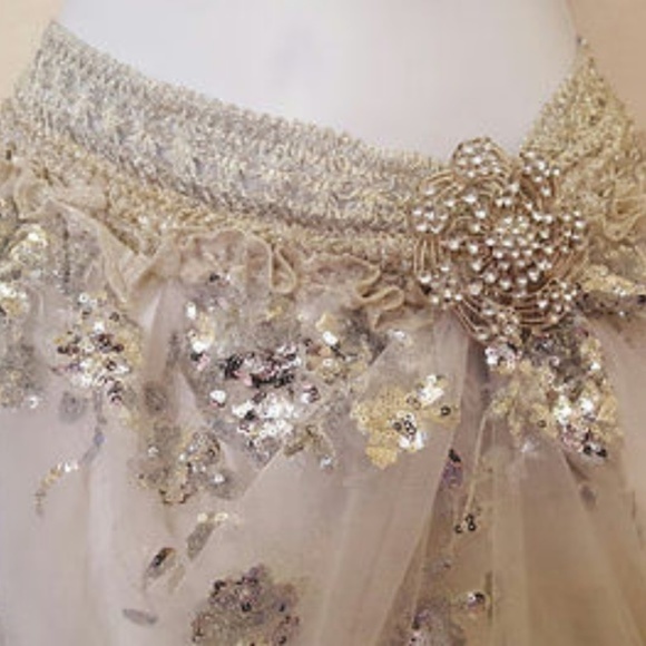 Custom Order Silver White Sequin Tulle Maxi Skirt - Picture 5 of 7